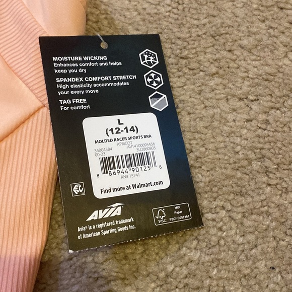 Avia Light Pink Racer Sports Bra - Picture 2 of 4
